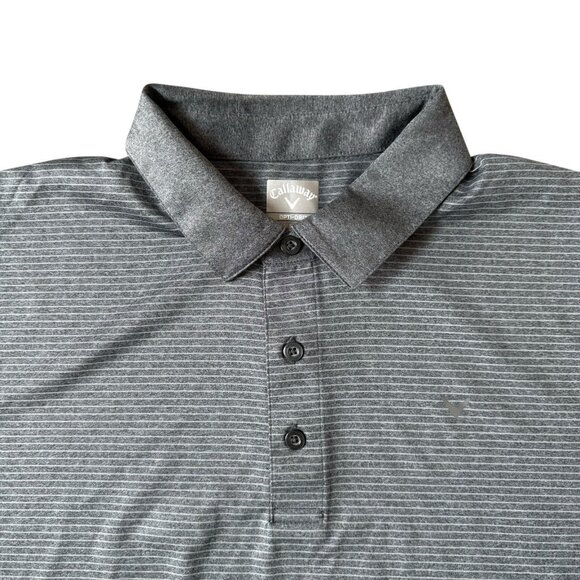 Callaway Polo Shirt Mens XL Opti Dri Short Sleeve Golf Gray Striped - Picture 1 of 5